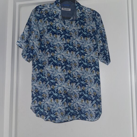 Tommy Bahama Short Sleeve Buccaneer Blue Floral Shirt Plantain Jungle Size M - Picture 5 of 8